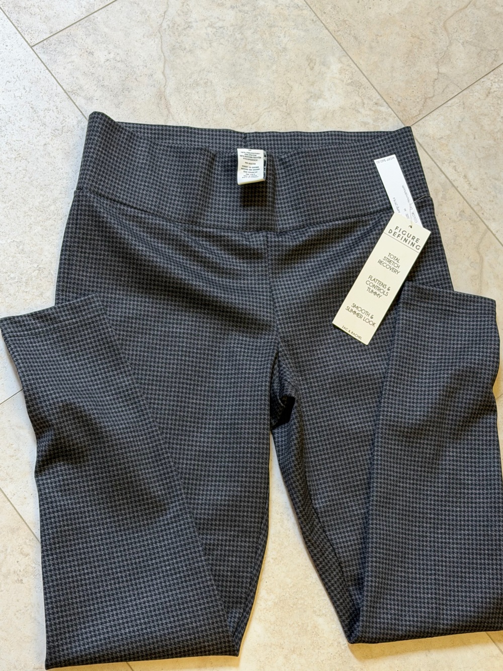 Houndstooth Ponte Knit Pants - Charcoal/Black Zack and Rachel size medium